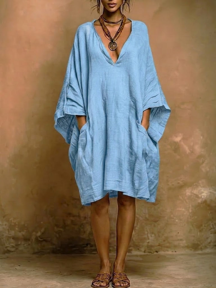 Valenne - Vestido midi de corte holgado con escote en V