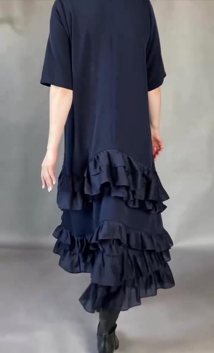 Elena - Vestido maxi acampanado de tacto suave