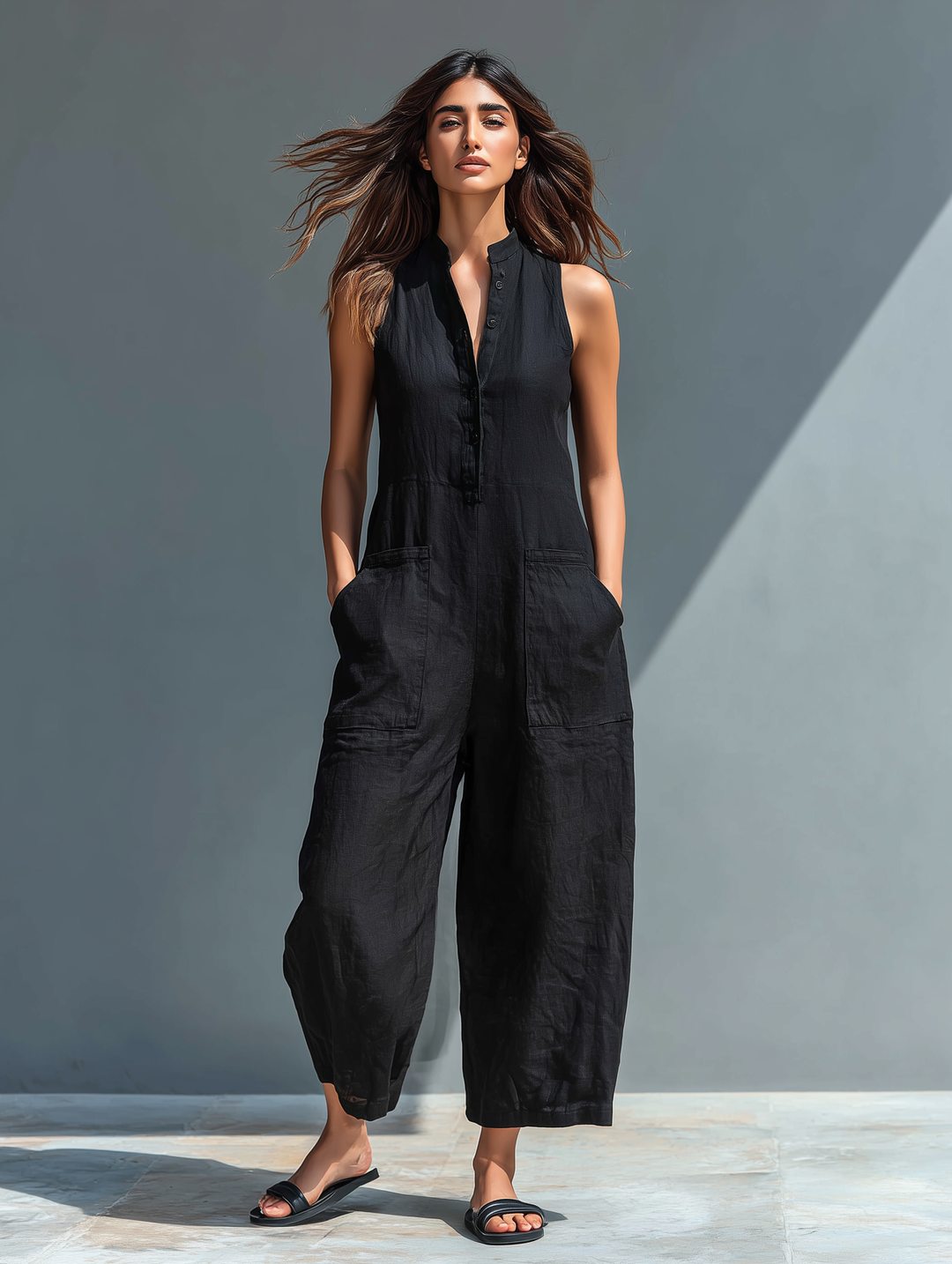 Zeria - Jumpsuit de lino fluido