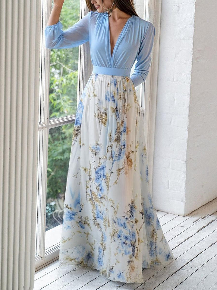 Haislin - Vestido maxi floral fluido