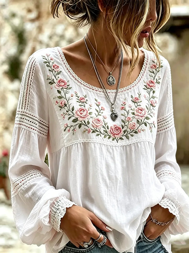 Tressalia - Blusa de lino bordada