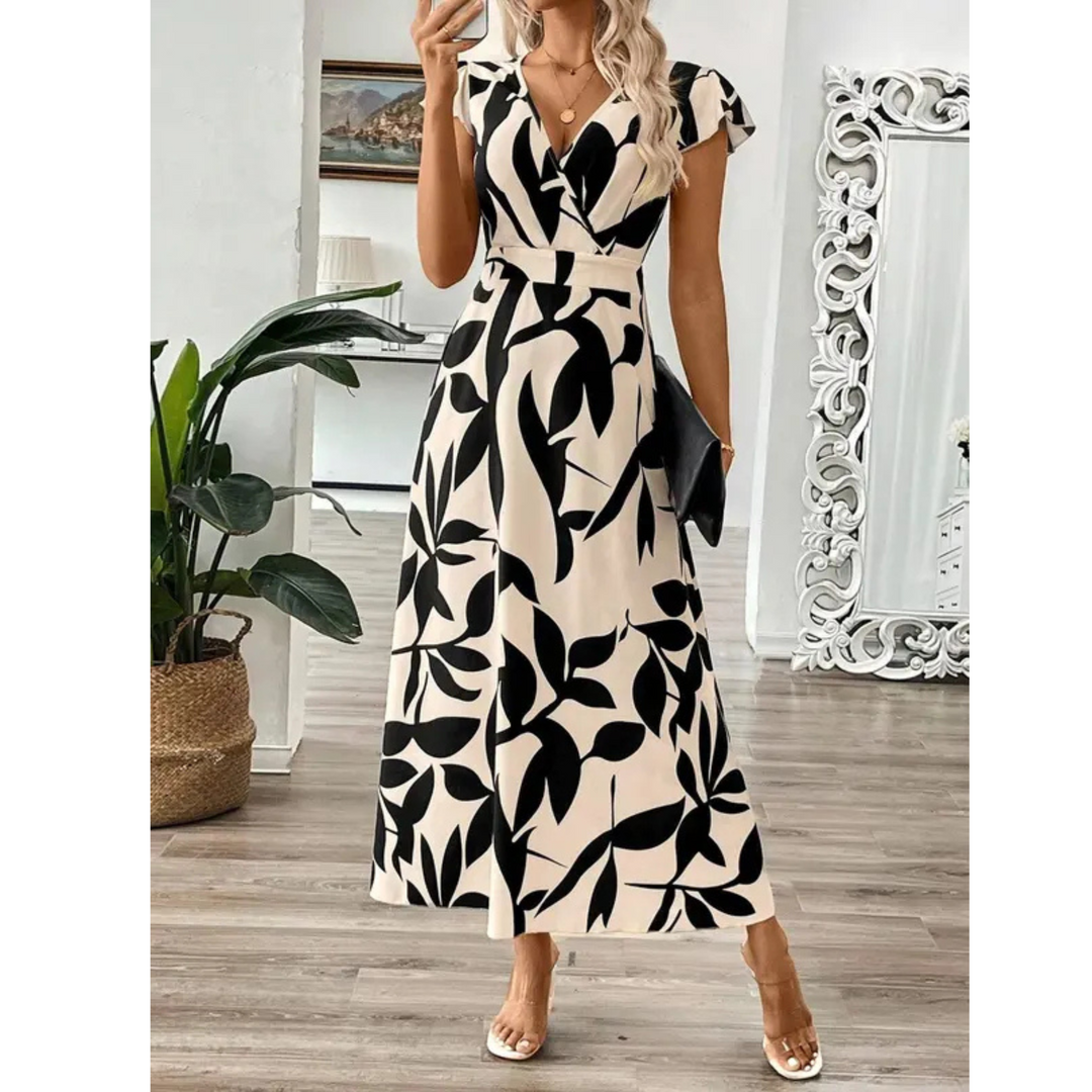 Hanneli - Vestido maxi cruzado de tacto suave