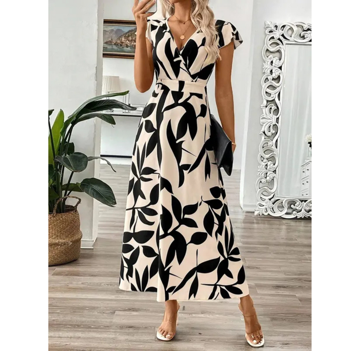 Hanneli - Vestido maxi cruzado de tacto suave