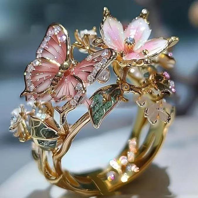 Faylinn - Anillo Floral con Mariposa