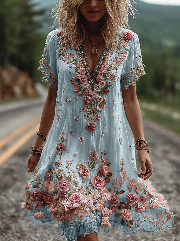 Giselda - Vestido con bordados florales