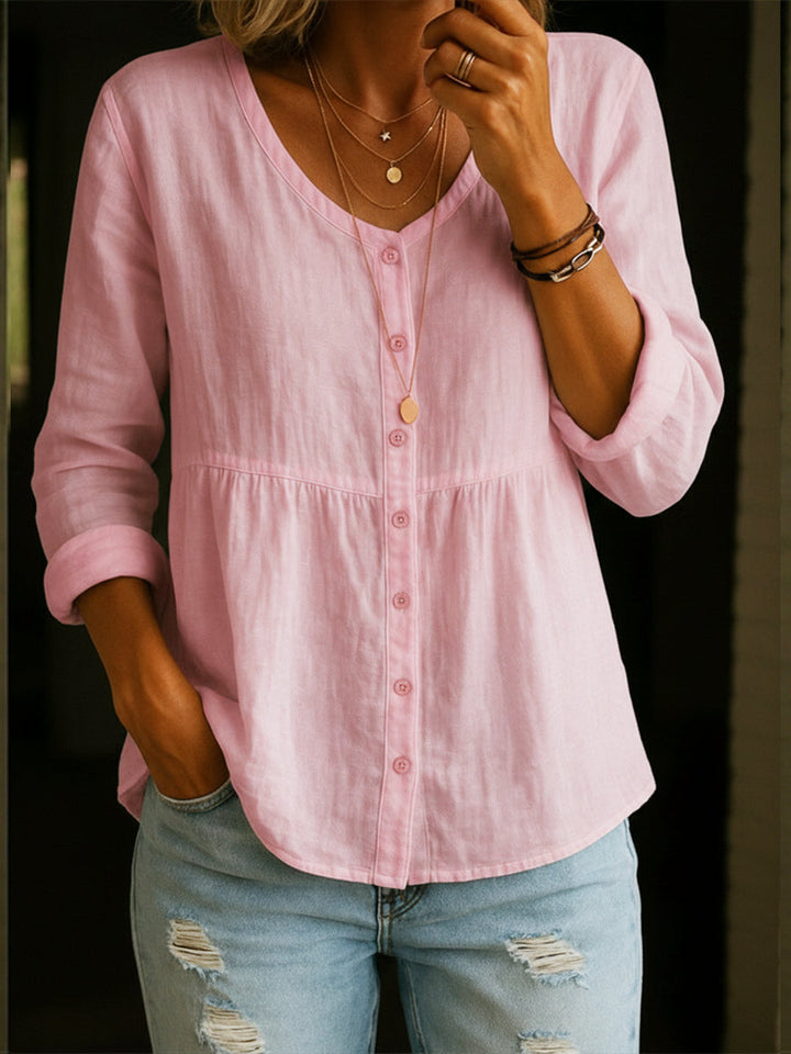 Elinna - Blusa abotonada con escote en V
