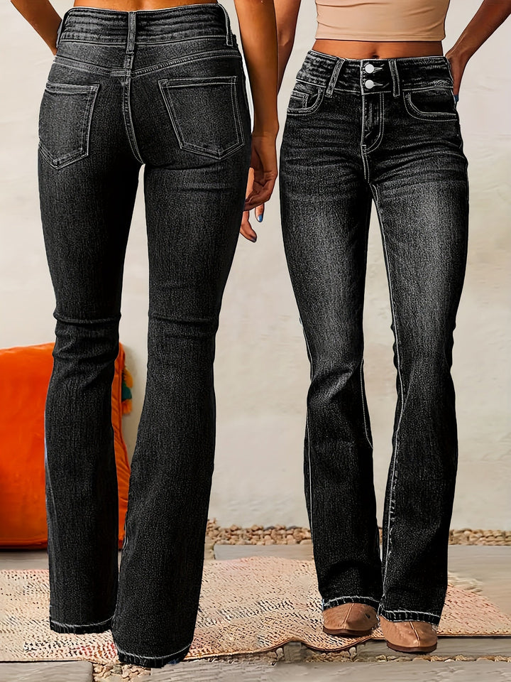 Evarra - Jeans acampanados de tiro alto con suave elasticidad