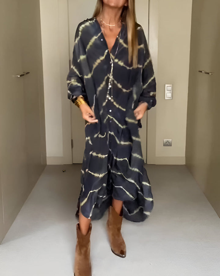 Aviyra - Vestido maxi boho a rayas con acabado suave al tacto