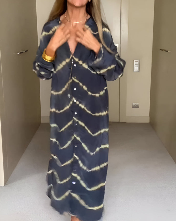 Aviyra - Vestido maxi boho a rayas con acabado suave al tacto