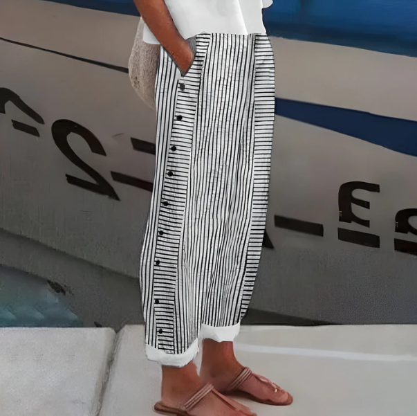 Yareli - Pantalón de pierna ancha de rayas