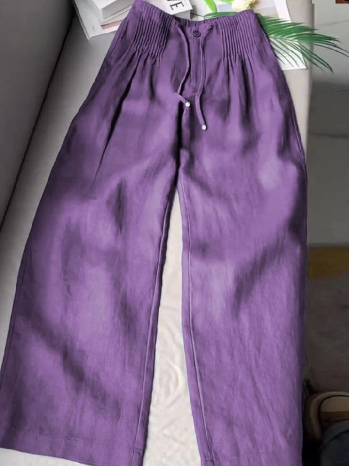 Moriah - Pantalones de pierna ancha de lino ligero