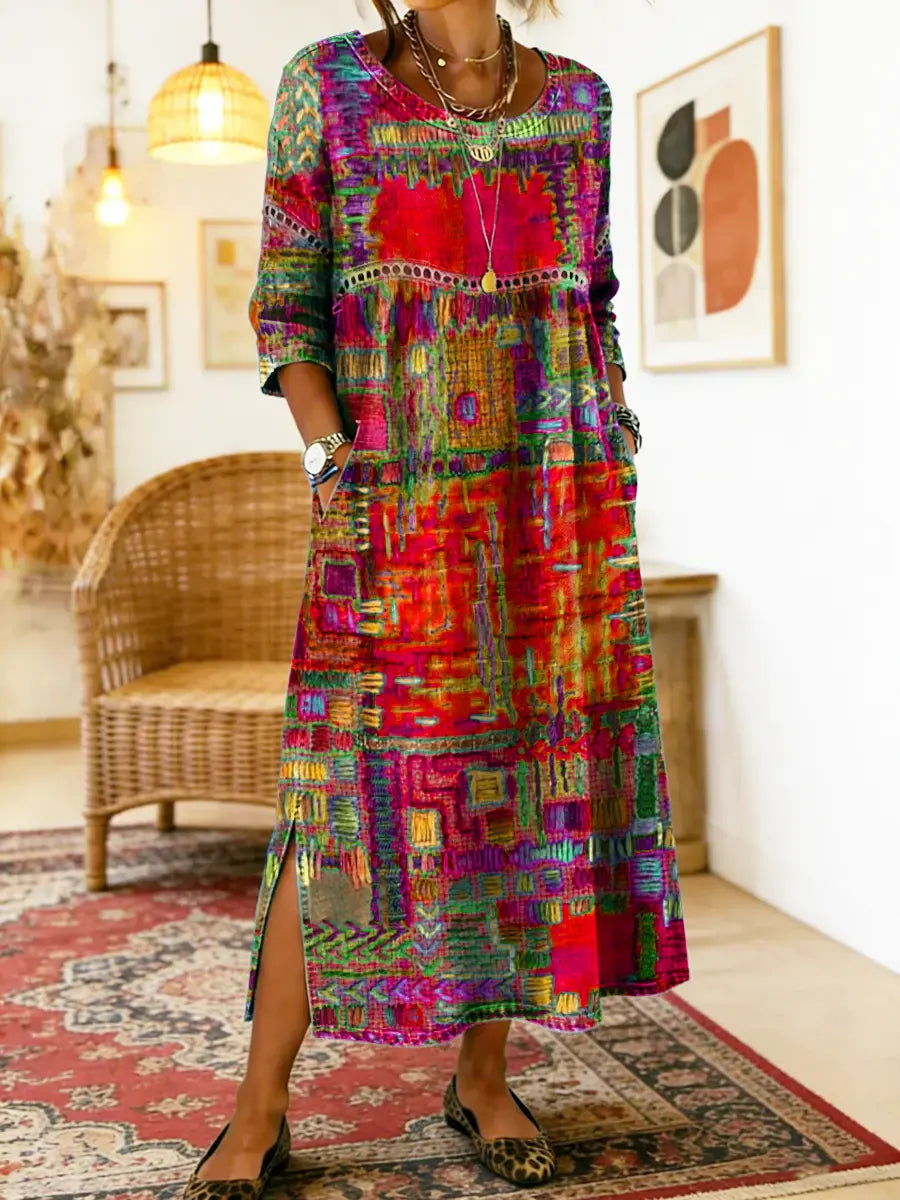 Maelle - Vestido midi estampado de silueta relajada y estilo casual