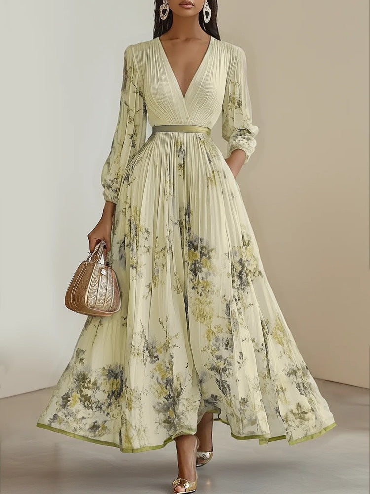 Nadia - Vestido midi plisado con estampado floral