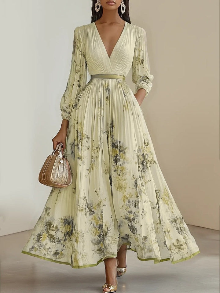 Nadia - Vestido midi plisado con estampado floral