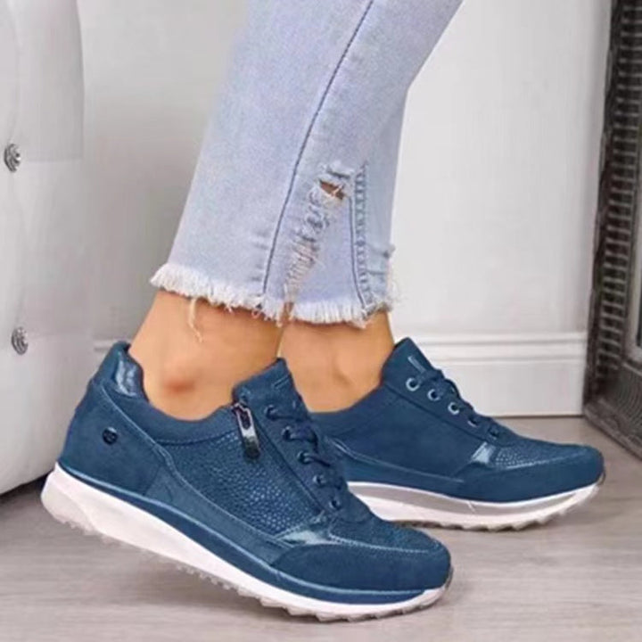 Raina - Tenis casuales con moño y cierre lateral