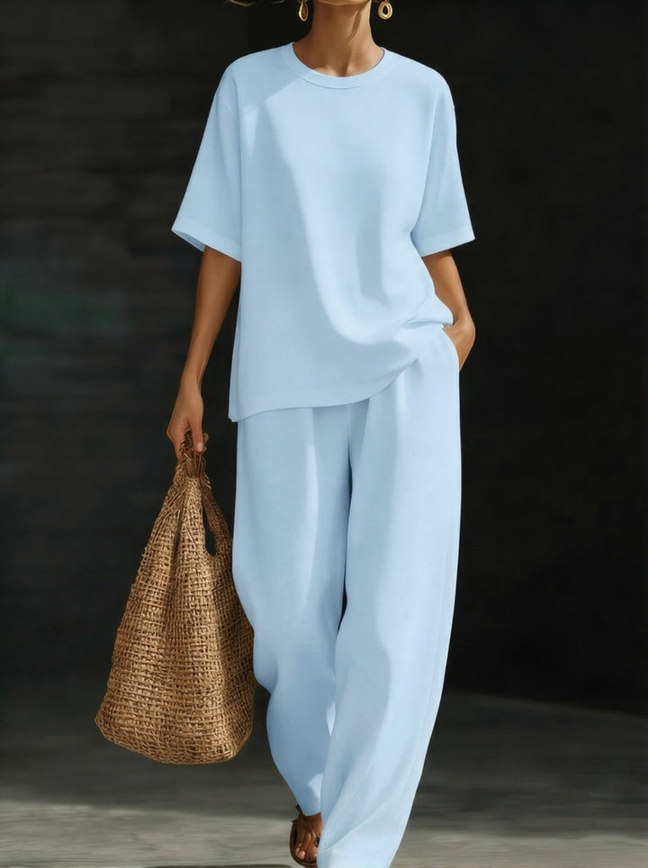 Annika - Conjunto de top holgado y pantalón de pierna ancha