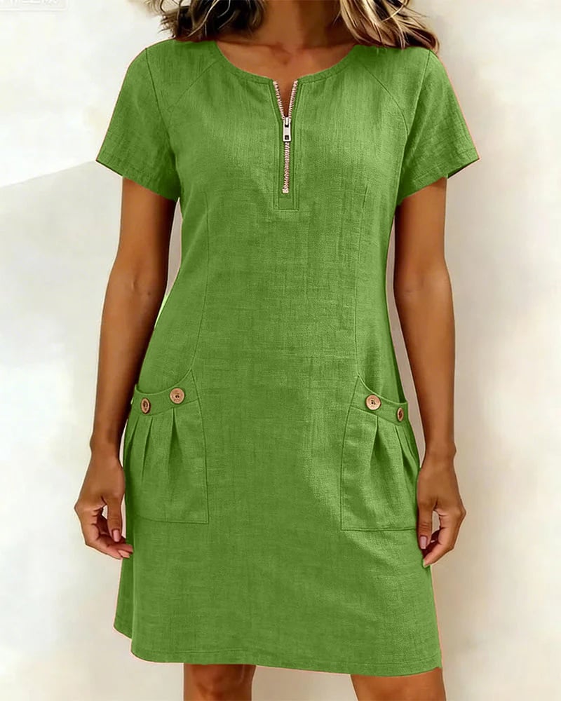 Girella - Vestido de lino de corte en A fresco