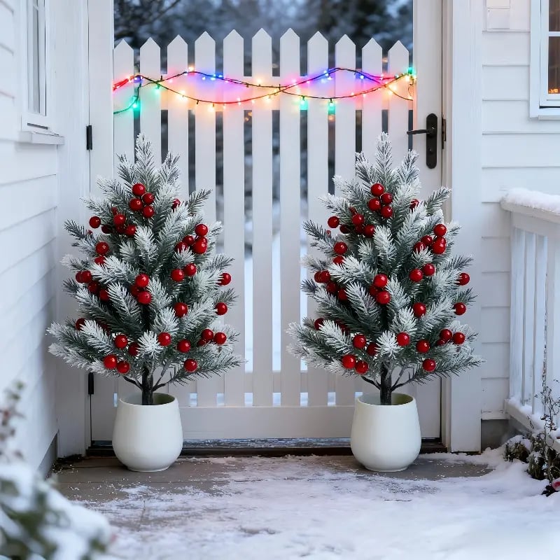 Arlaina - Dúo de Árboles de Navidad Escarchados