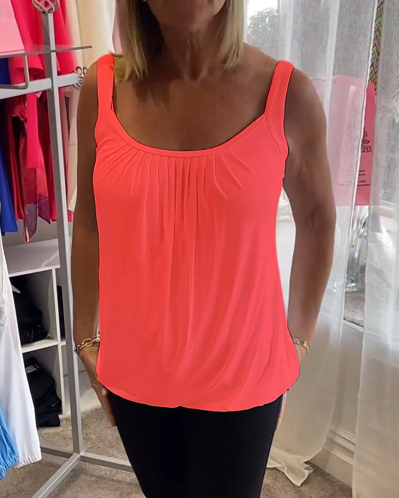 Corina - Top sin mangas con escote en U, suave al tacto
