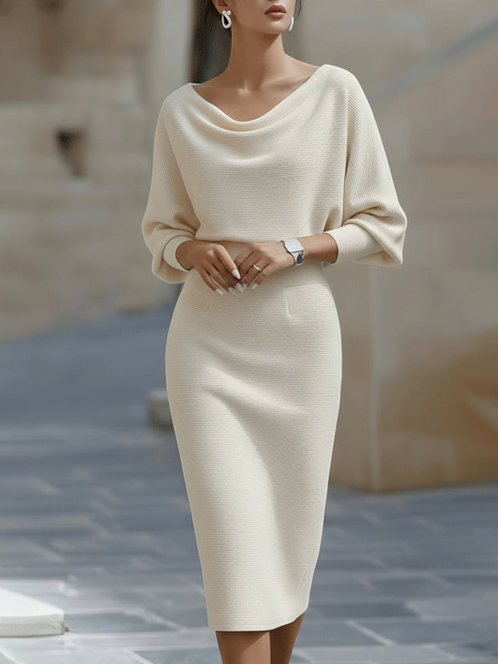 Avalon - Vestido midi con mangas murciélago, suave al tacto