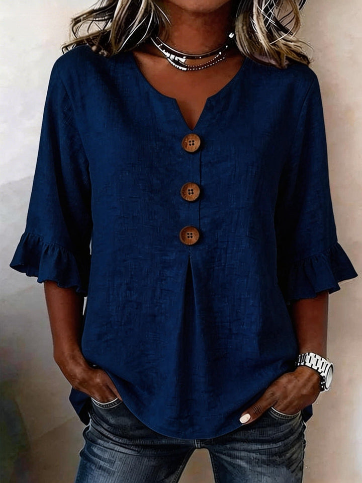 Jessara - Blusa de lino con mangas voladas