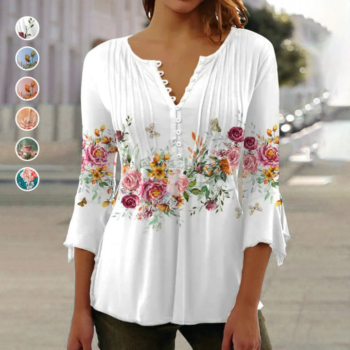 Devika - Blusa con estampado floral