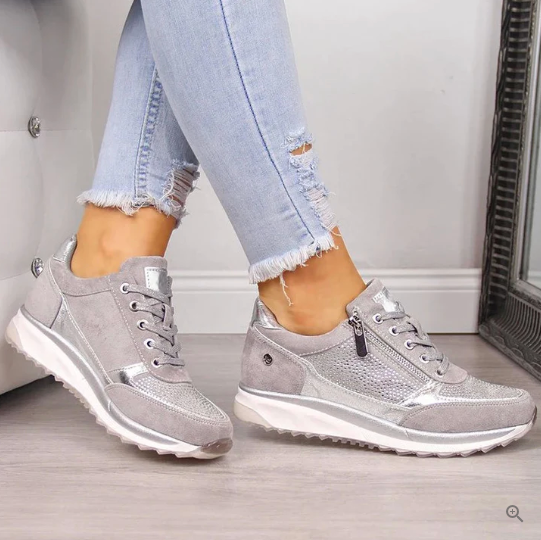 Raina - Tenis casuales con moño y cierre lateral