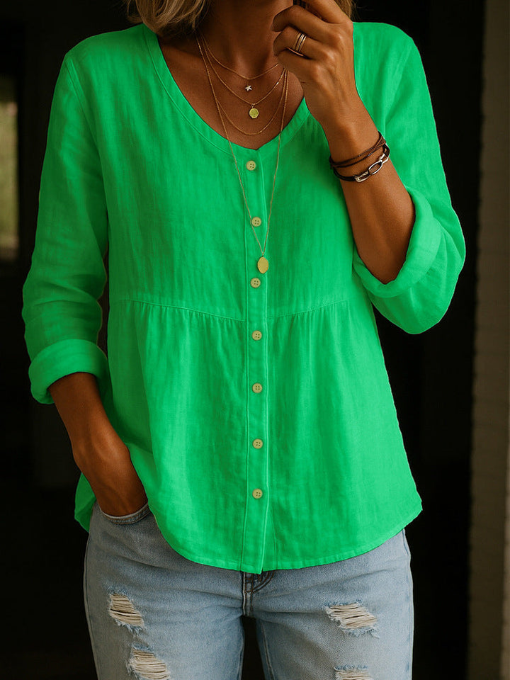 Elinna - Blusa abotonada con escote en V