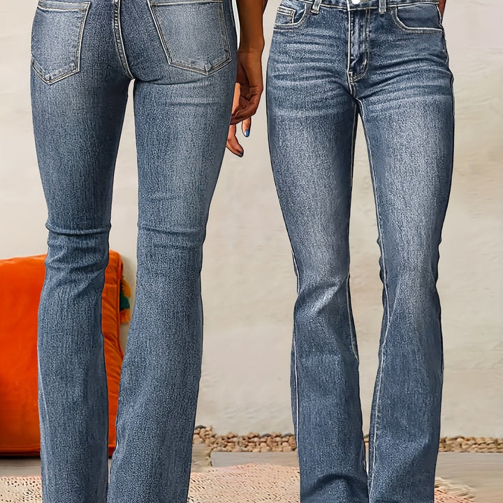 Evarra - Jeans acampanados de tiro alto con suave elasticidad