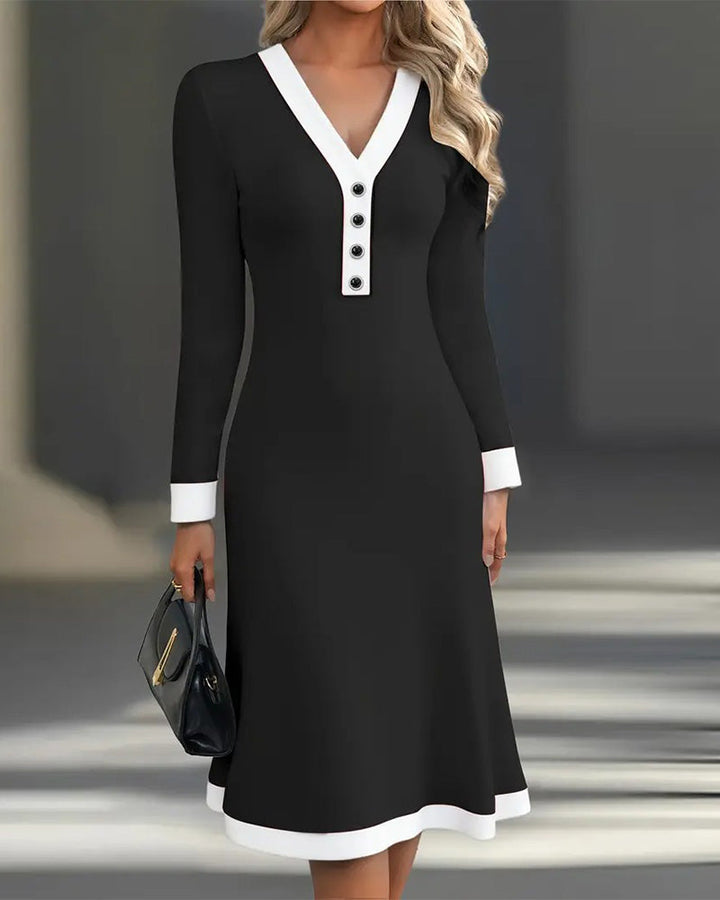 Seleneva - Vestido midi con escote en V y tacto suave
