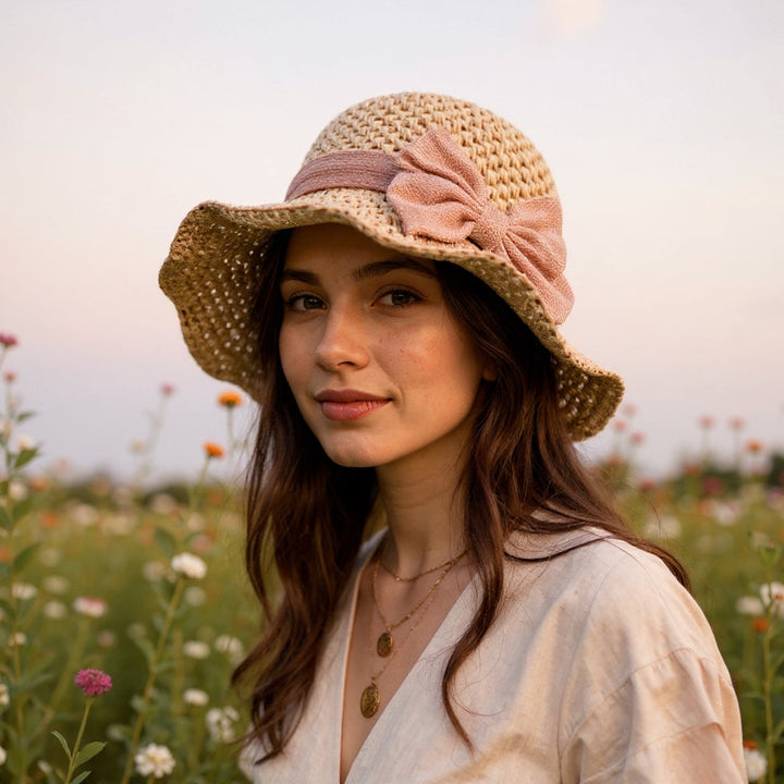Coralie - Sombrero para el sol hecho a mano con lazo