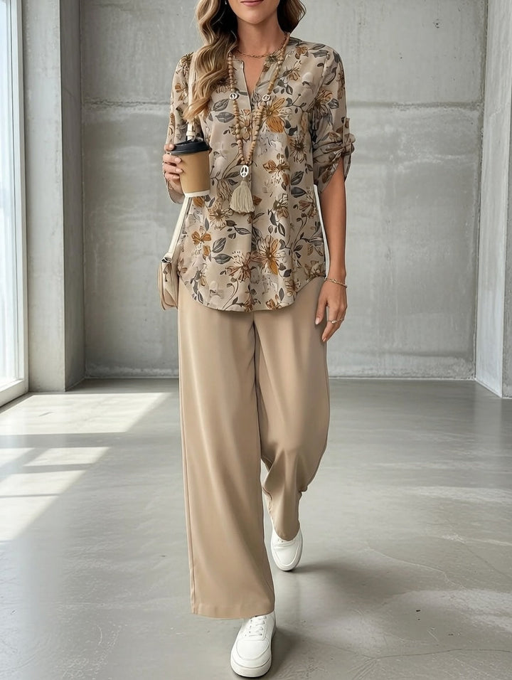 Ilaria - Conjunto de dos piezas con estampado floral y suave al tacto