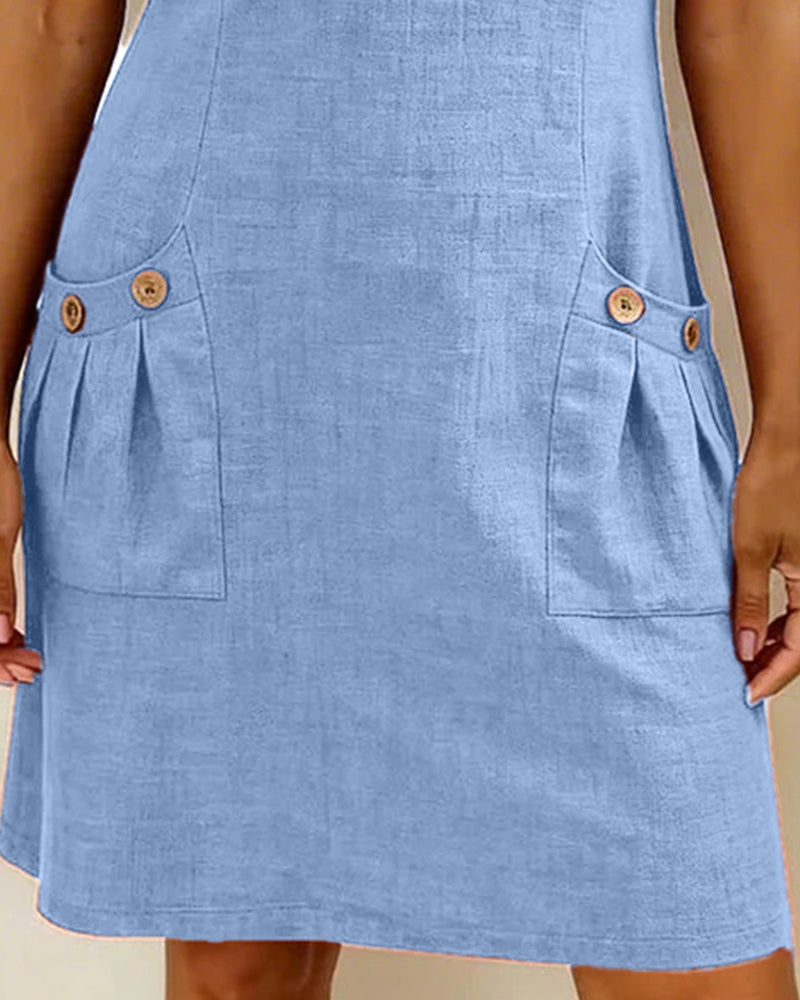 Ravelle - Vestido corte A de lino con tacto suave