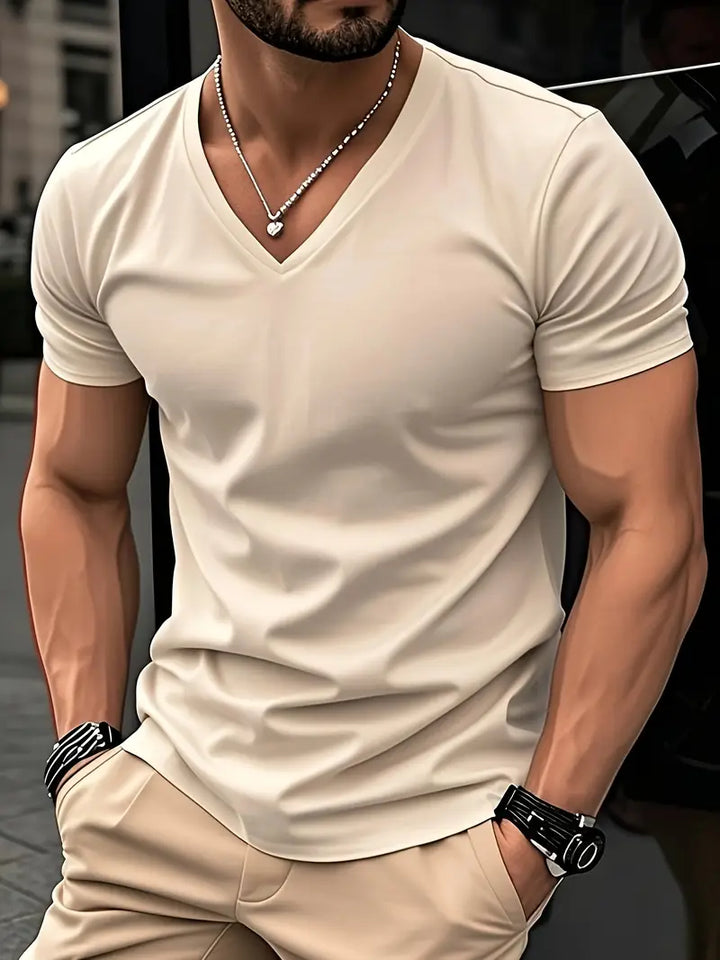 Trevor - Playera de cuello en V con tacto suave
