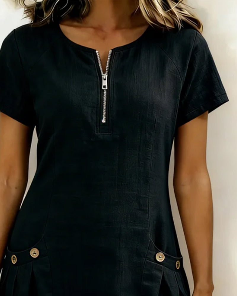 Ravelle - Vestido corte A de lino con tacto suave