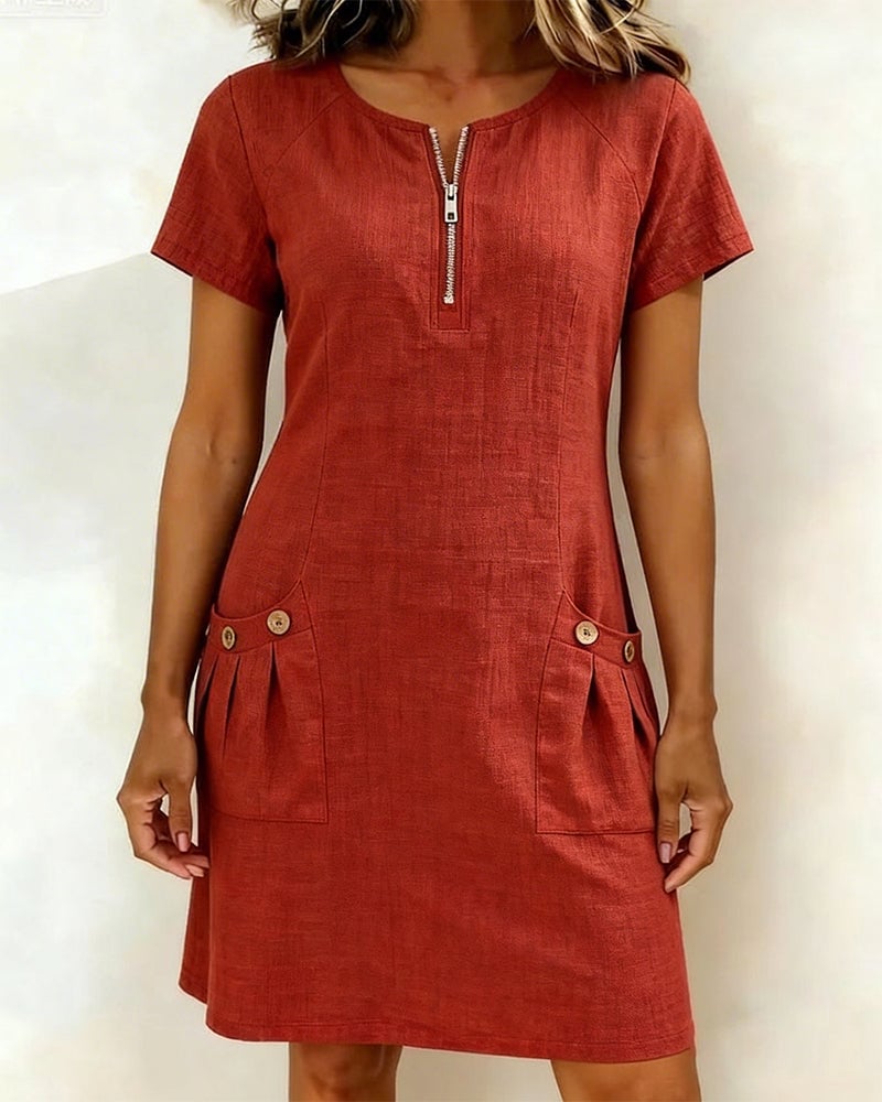 Girella - Vestido de lino de corte en A fresco