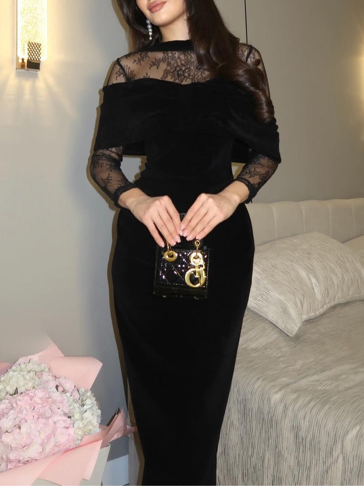 Briony - Vestido de noche de encaje con hombros descubiertos