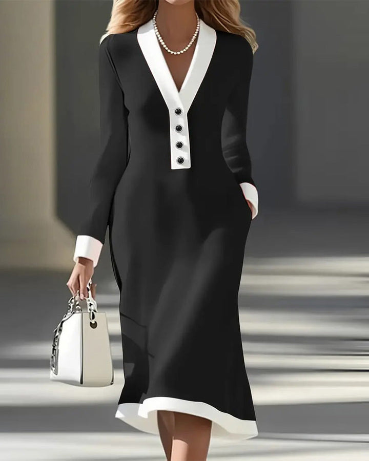 Seleneva - Vestido midi con escote en V y tacto suave