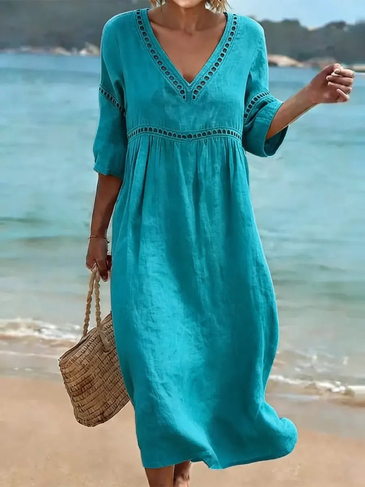 Quessia - Vestido de tacto suave con escote en V