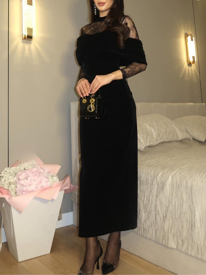 Briony - Vestido de noche de encaje con hombros descubiertos
