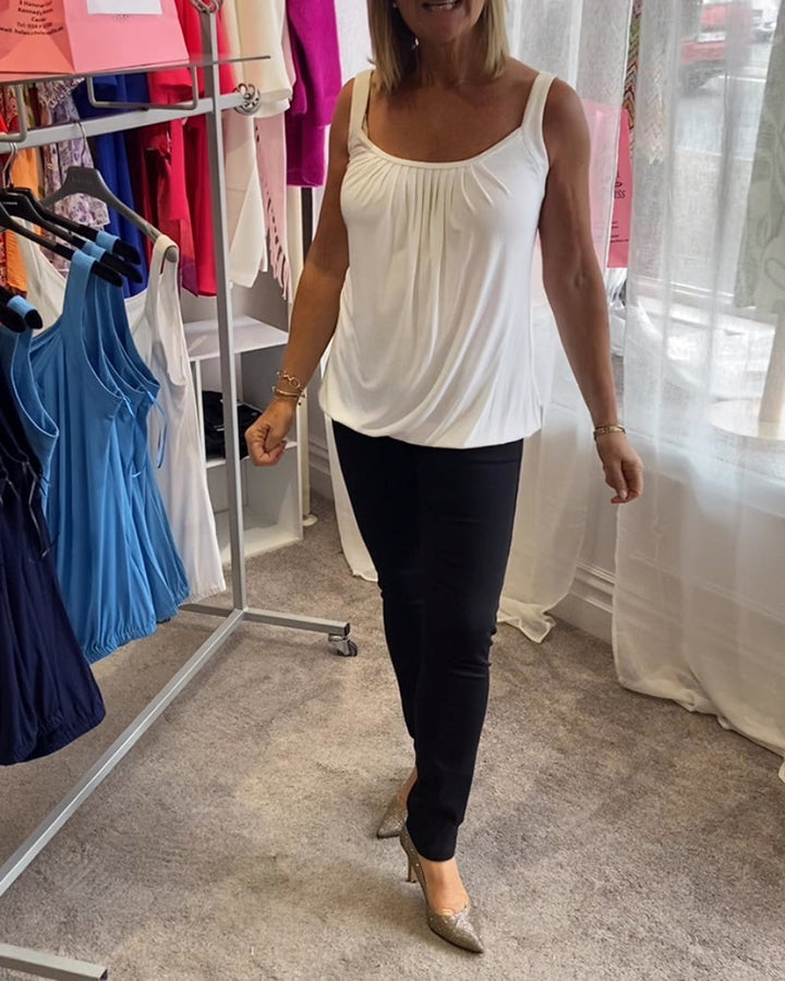 Corina - Top sin mangas con escote en U, suave al tacto