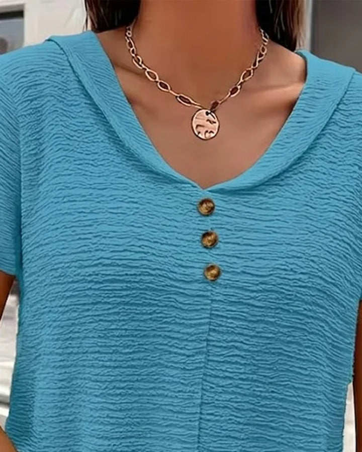 Quintessa - Blusa con escote en V y botones