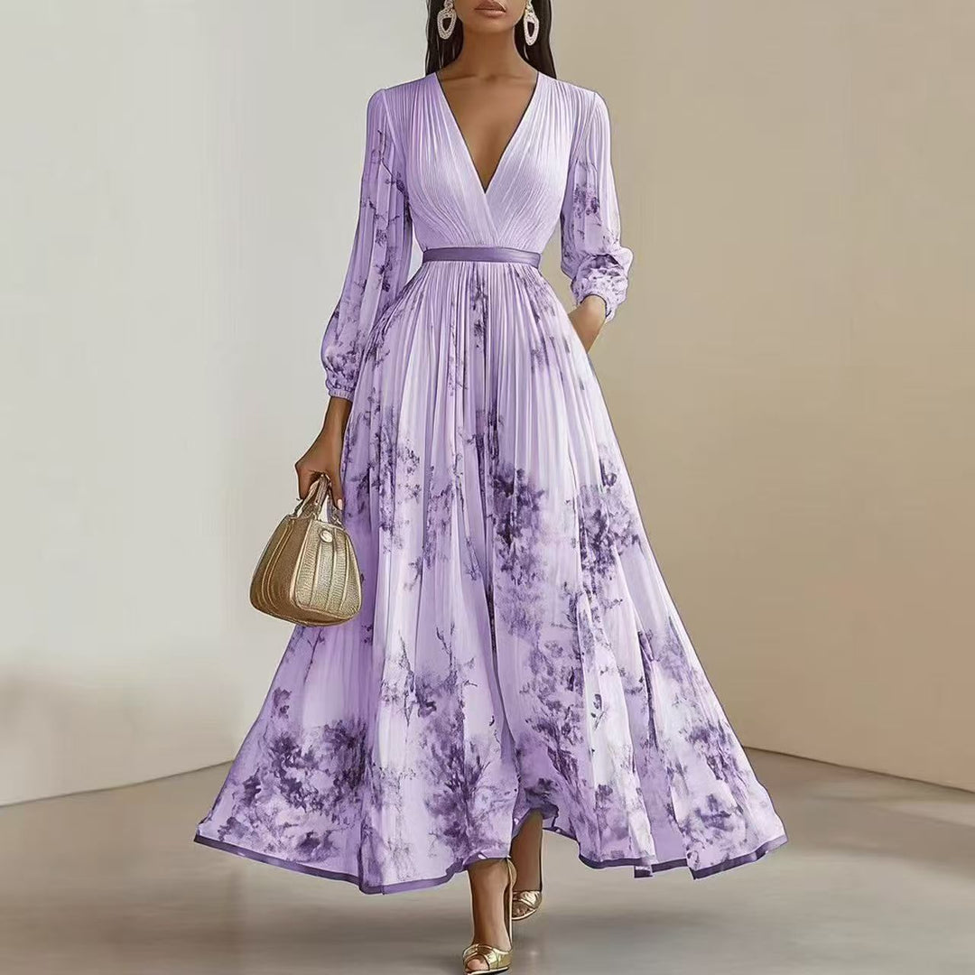 Nadia - Vestido midi plisado con estampado floral