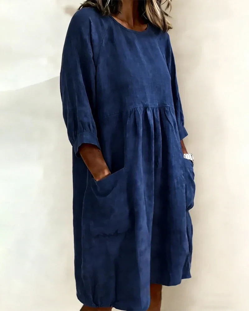 Avenra - Vestido holgado de manga tres cuartos