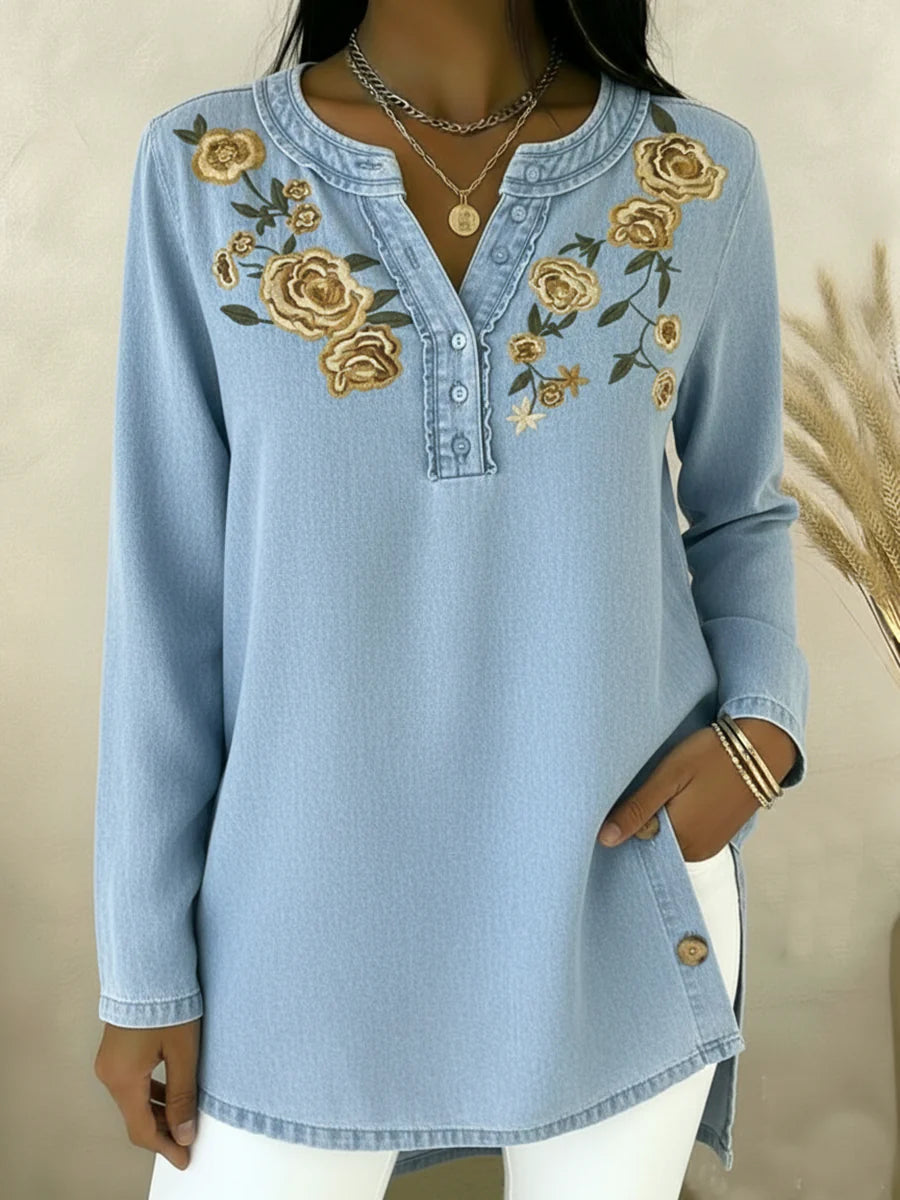 Seyla - Camisa de mezclilla floral