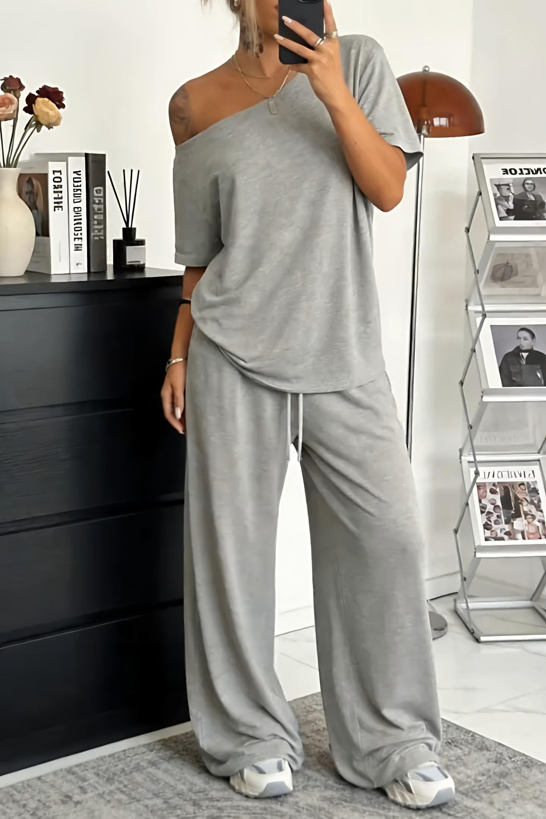 Cosima - Conjunto de top y pantalón de corte holgado
