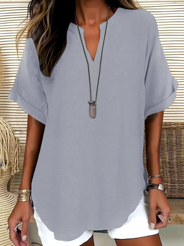 Xalina - Blusa de escote con muesca y tacto suave