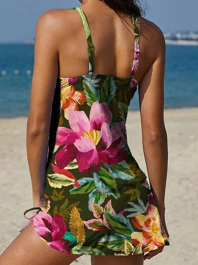 Ysoria - Conjunto de traje de baño con cuello halter estampado