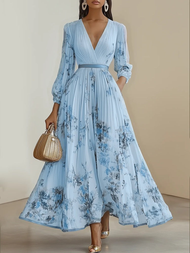 Nadia - Vestido midi plisado con estampado floral