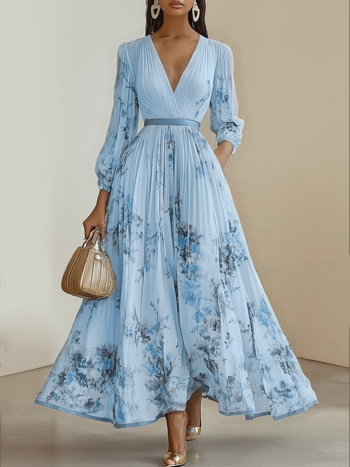 Nadia - Vestido midi plisado con estampado floral